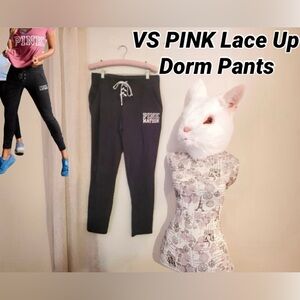 PINK Victoria's Secret Black Lace-Up Dorm Pants